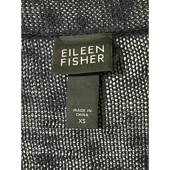 Eileen Fisher Navy Blue Linen Cotton blend Open Long Cardigan Sweater - Picture 7 of 7
